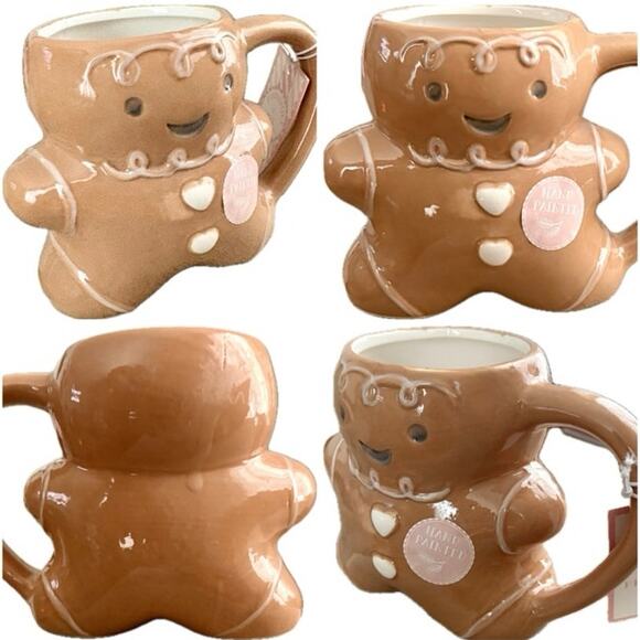 NWT Peppermint& Pine Gingerbread Man Cookie House XMAS Gift Set Hand Towels Mugs - Picture 9 of 16